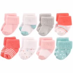 Luvable Friends 10728026_CoralDots, Baby (0 - 2 years), Female, 0-6 M, 8 pair(s)