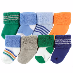Luvable Friends 10728010_Blue_6-12, Baby (0 - 2 years), Male, 6-12 M, 8 pair(s)