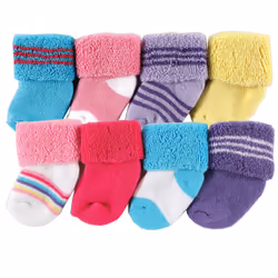 Luvable Friends 10728010_Pink_6-12, Baby (0 - 2 years), Female, 6-12 M, 8 pair(s)