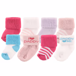 Luvable Friends 10728016_PinkDaddy_6-12, Baby (0 - 2 years), Female, 6-12 M, 8 pair(s)