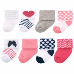 Luvable Friends 10728023_DarkPink_6-12, Baby (0 - 2 years), Female, 6-12 M, 8 pair(s)