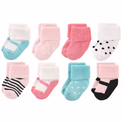 Luvable Friends 10728051_MintPink_6-12, Baby (0 - 2 years), Female, 6-12 M, 8 pair(s)