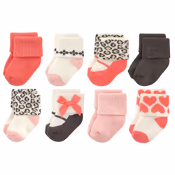 Luvable Friends 10728065_Leopard_6-12, Baby (0 - 2 years), Female, 6-12 M, 8 pair(s)