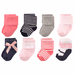 Luvable Friends 10728069_Scroll_0-6, Baby (0 - 2 years), Female, 0-6 M, 8 pair(s)