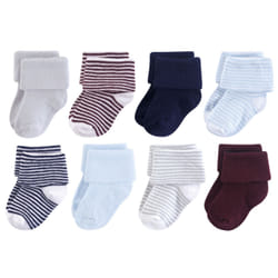 Luvable Friends 10728101_NavyLtBlue_6-12 Male 8 pair(s)