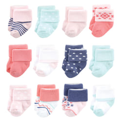 Luvable Friends 10728196_CORALMINTAZTEC_6-12M sock Female