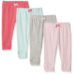 Luvable Friends Unisex Baby Cotton Pants  Coral Aqua  3-6 Months