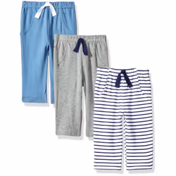 Hudson Baby Unisex Baby cotton Pants and Leggings Navy Stripe  0-3 Months