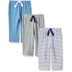 Hudson Baby Unisex Baby cotton Pants and Leggings Navy Stripe  0-3 Months