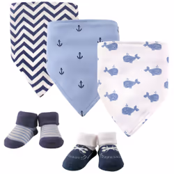 Hudson Baby 10451409_Whales, Dribble/bandana bib, Male, Baby (0 - 2 years), 5 pc(s), Cotton