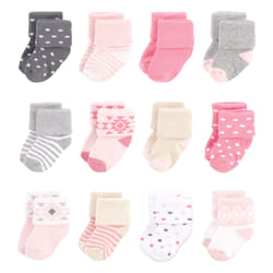 Hudson Baby 10753445_PINKGRAYAZTEC_0-6M sock Female