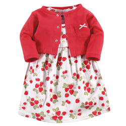 Hudson Baby Girls' Cotton Dress and Cardigan Set  Strawberries  6-9 Months