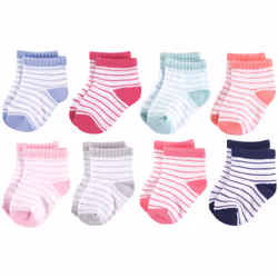 Hudson Baby 10754130_GirlStripes_0-6, Baby (0 - 2 years), Female, 0-6 M, 8 pair(s)