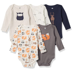 Hudson Baby Unisex Baby Cotton Long-sleeve Bodysuits  Forest  6-9 Mont
