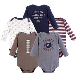 Hudson Baby Unisex Baby Cotton Long-sleeve Bodysuits  Football  3-6 Mo
