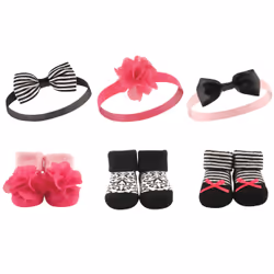 Hudson Baby 10458134_PinkBlack, Hat, Socks, Female, Child, 6 pc(s)
