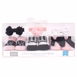 Hudson Baby 10458281_PINKBLACKLOVE_OneSize, Hat, Socks, Female, Child, One Size
