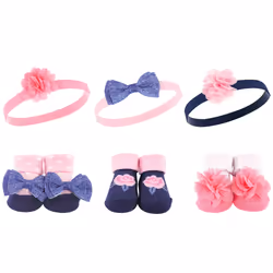 Hudson Baby 10458286_PINKNAVYFLOWER_OneSize, Hat, Socks, Female, Child, One Size