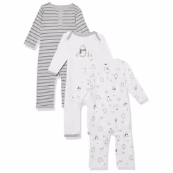 Hudson Baby Unisex Baby cotton coveralls gray Penguin  12-18 Months