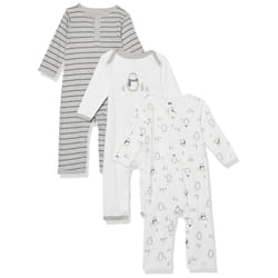 Hudson Baby Unisex Baby cotton coveralls gray Penguin  12-18 Months