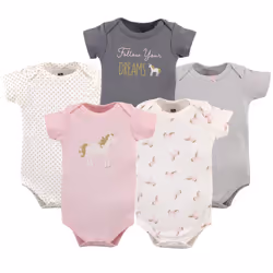 Hudson Baby Unisex Cotton Bodysuits  Gold Unicorn  9-12 Months