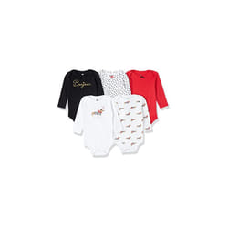 Hudson Baby Unisex Baby cotton Long-Sleeve Bodysuits Bonjour  0-3 Mont