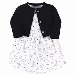 Hudson Baby Girls' Cotton Dress and Cardigan Set  Dreamer  9-12 Months