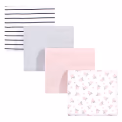 Hudson Baby Unisex Baby Cotton Flannel Receiving Blankets  Gray Pink Floral  One Size