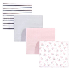 Hudson Baby Unisex Baby Cotton Flannel Receiving Blankets  Gray Pink Floral  One Size