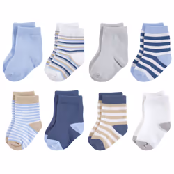 Touched By Nature 10766403_TanBlue_12-24, Baby (0 - 2 years), Male, 12-24 M, 8 pair(s)