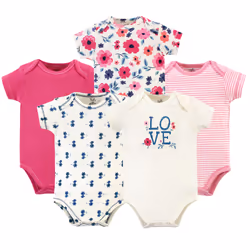 Touched By Nature 10166803_GardenFloral_0-3, Bodysuit, Female, 0-3 M, Baby (0 - 2 years), Cotton, 5 pc(s)
