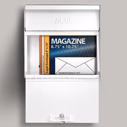 Mail Boss 7169 Metro Locking Security Wall Mount Mailbox  Alpine White