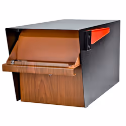Mail Boss Curbside  Wood Grain 7510 Mail Manager Locking Security Mailbox  Steel  Black