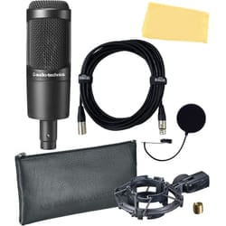 Audio-Technica AT2035 Cardioid Condenser Microphone Bundle with Pop Filter  XLR Cable  and Austin Bazaar Polishing Cloth