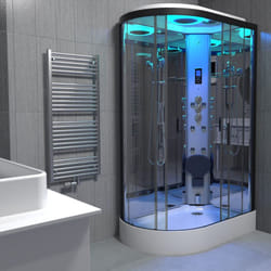 Insignia Black Steam Shower Cabin Enclosure Cubicle 1100x700 Offset RH Quadrant