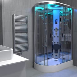 Insignia Chrome Steam Shower Cabin Enclosure Cubicle 1200x800 Offset RH Quadrant