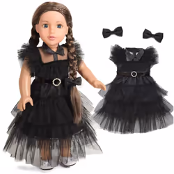 Sweet Dolly 18 Inch Doll Clothes Black Party Dress Costume Doll Access