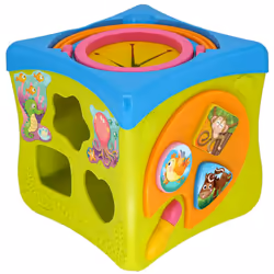 Kiddieland: Light & Sound: Activity Cube - Music & Animal Themed Interactive Toy  6 Activities  Shapes Sorter  Piano Keys  Ki ...