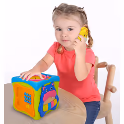 Kiddieland: Light & Sound: Activity Cube - Music & Animal Themed Interactive Toy  6 Activities  Shapes Sorter  Piano Keys  Kids & Toddlers Ages 1 +