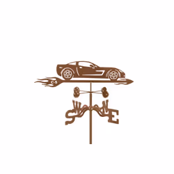 Corvette C5 Car Weathervane with Four Sided Mount