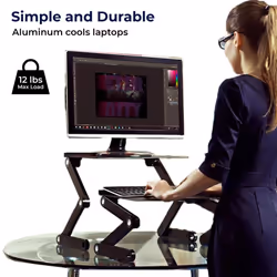 WorkEZ Adjustable Standing Desk Converter for Laptops stand up desk riser for standing or sitting laptop computer desk with keyboard tray ergonomic ne