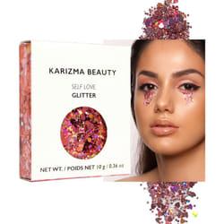 KARIZMA Self Love Heart Glitter. 10g Chunky Face Glitter  Hair Glitter  Eye Glitter  Body Glitter for Women. Rave Glitter  Festival Accessories  Cosme