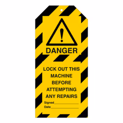 Brady 256573, Lockout tagout tag, Black, Yellow, Nylon, 10 pc(s), 0.249 mm, 75 mm