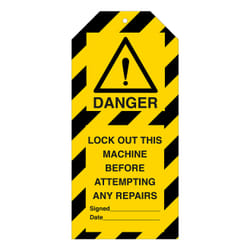 Brady 256573 lockout tagout device Lockout tagout tag Black, Yellow Nylon