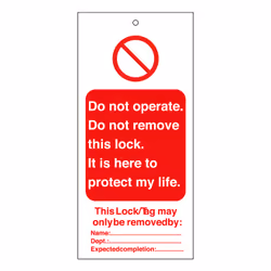 Brady 225412, Lockout tagout tag, Red, White, Nylon, 10 pc(s), 0.249 mm, 50 mm