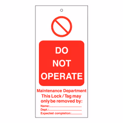 Brady 225413, Lockout tagout tag, Red, White, Nylon, 10 pc(s), 0.249 mm, 50 mm