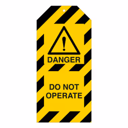 Brady 225427, Lockout tagout tag, Black, Yellow, Nylon, 10 pc(s), 0.249 mm, 50 mm