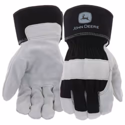John Deere JD71057-L Men's Split Cowhide Leather Palm  Abrasion Resistant  Durable  Gray  Black  Large