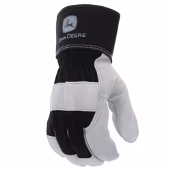 John Deere JD71057-L Men's Split Cowhide Leather Palm  Abrasion Resistant  Durable  Gray  Black  Large