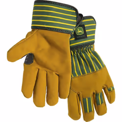 John Deere JD00024-Y Youth Split Cowhide Leather Palm Gloves Abrasion Resistant Yellow/Green Youth-Small